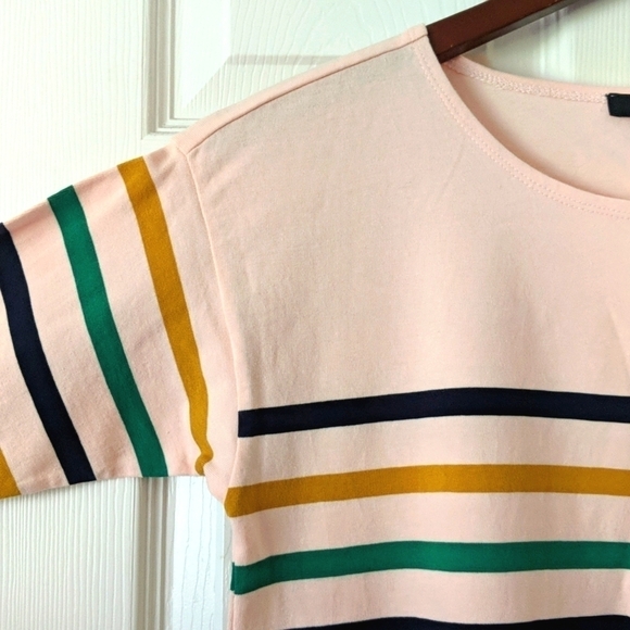 J. Crew Oversized Striped Boatneck Cotton Tunic Top Pink XXS - Picture 3 of 11